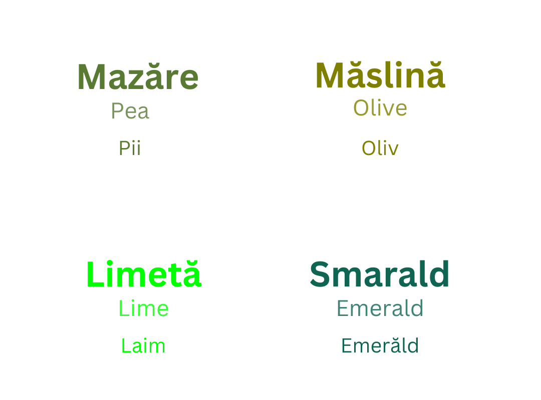 nuante ale culorii verde